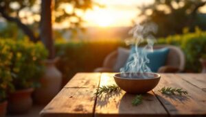 Wie leicht angebrannter Rosmarin in einer Schale die Terrasse zur insektenfreien Zone macht und mir die Freude am Draußenessen zurückgab